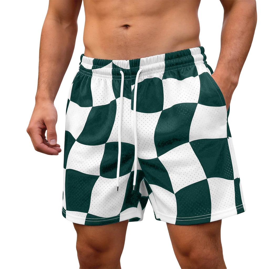 Men's Beach Shorts Loose Fit Drawstring Breathable Casual Swim Trunks
