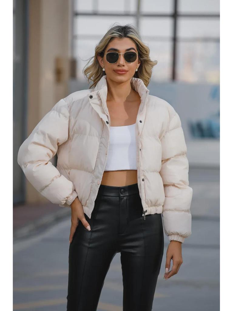 Damen Baumwollmantel mit Stehkragen und langen Ärmeln - Herbst/Winter 2022 Kollektion, Lässig & Warm, Stil 601