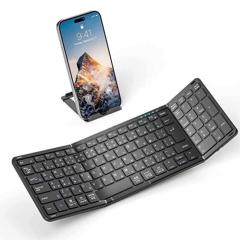

[High-end version] Omikamo Bluetooth keyboard foldable wireless With numeric keypad Left/Right Shift key/L-type Enter key ipad/iphone keyboard full