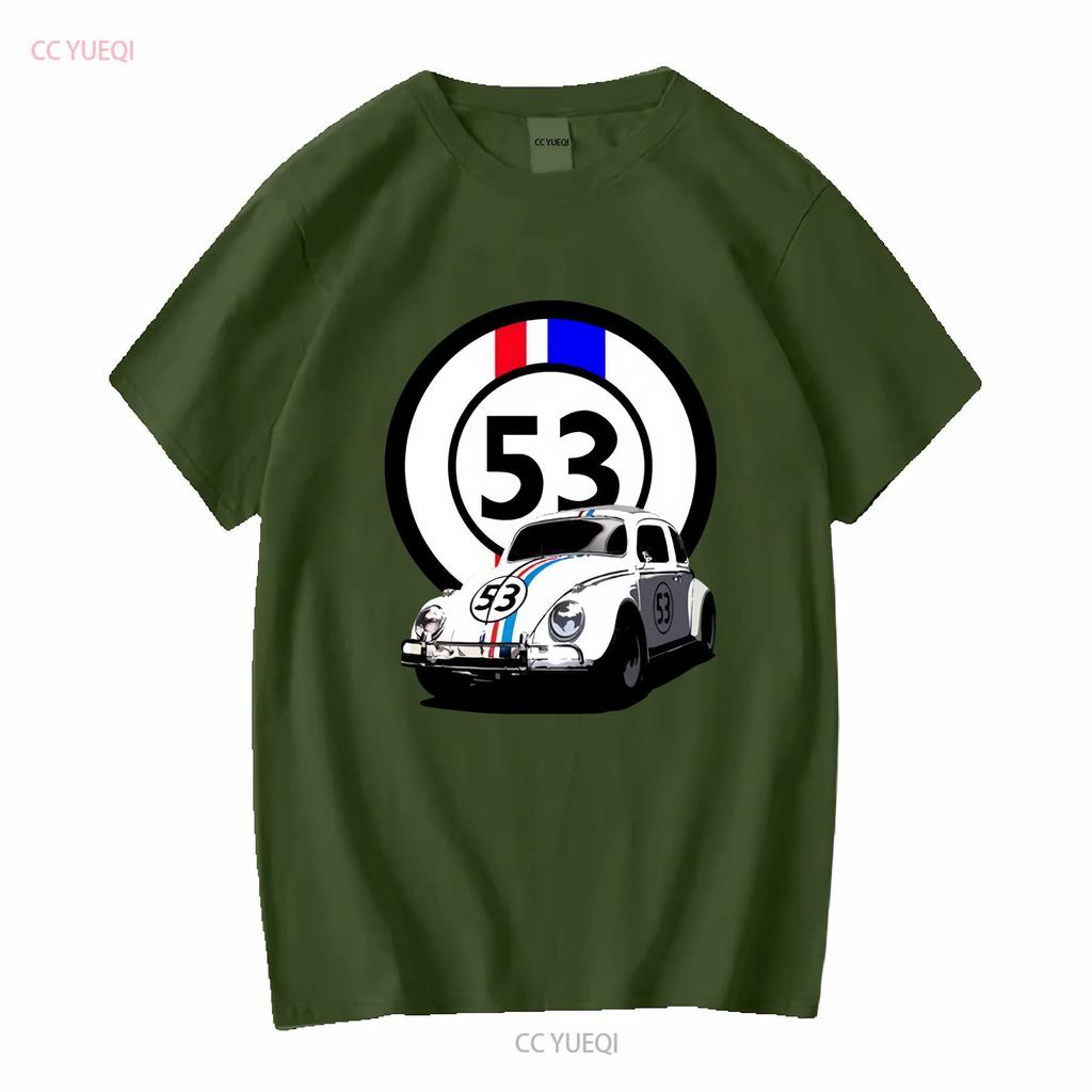Herbie il Maggiolino Film Targa Numero 53 T-shirt vintage Lavata Alla Moda Morbida Traspirante Unisex Comoda