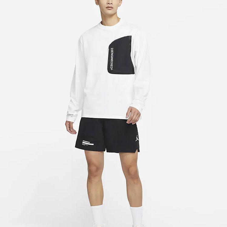 Jordan Spliced Pocket Reflective Print Crew Neck Long Sleeve T-Shirt Men Tops White DN2050-100