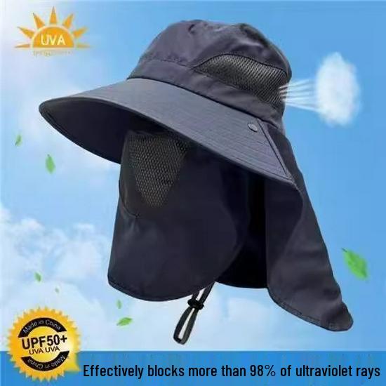 Men’s Wide Brim UV Protection Bucket Hat with Face and Neck Guard
