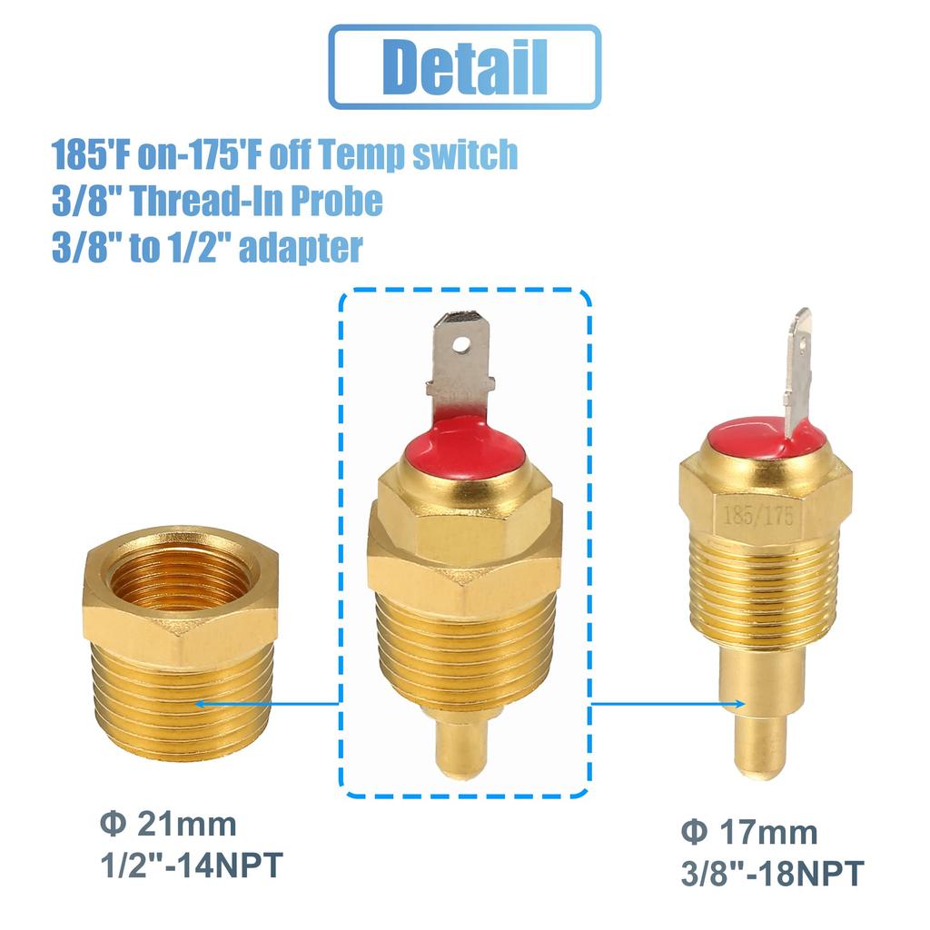 X AUTOHAUX Electric Fan Relay Kit with Thermostat Sensor Switch, 185 On/175 Off, 40A, for Radiator Electric Cooling Fans, Waterproof Wiring Installati