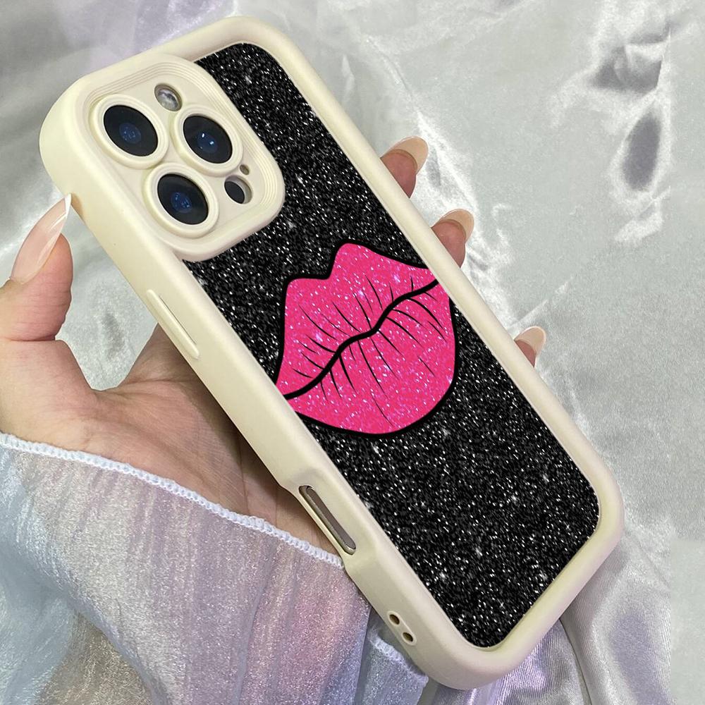 JT289 Hot Pink Lips for iPhone 17 16 15 14 13 12 Pro Max Samsung S26 S25 Ultra A17 A16 A07 A56 A06 A15 Xiaomi 15T Redmi 15c Note 14 13 12 11 Soft Case
