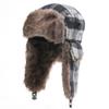 Trapper Russian Plaid Pilot Caps Fur Ear Muff Hats Men Hats Korean Beanies Hats Earflap Caps