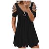 Women's Fashion  Strapless Solid Color V-Neck Short Sleeves Leisure Dress