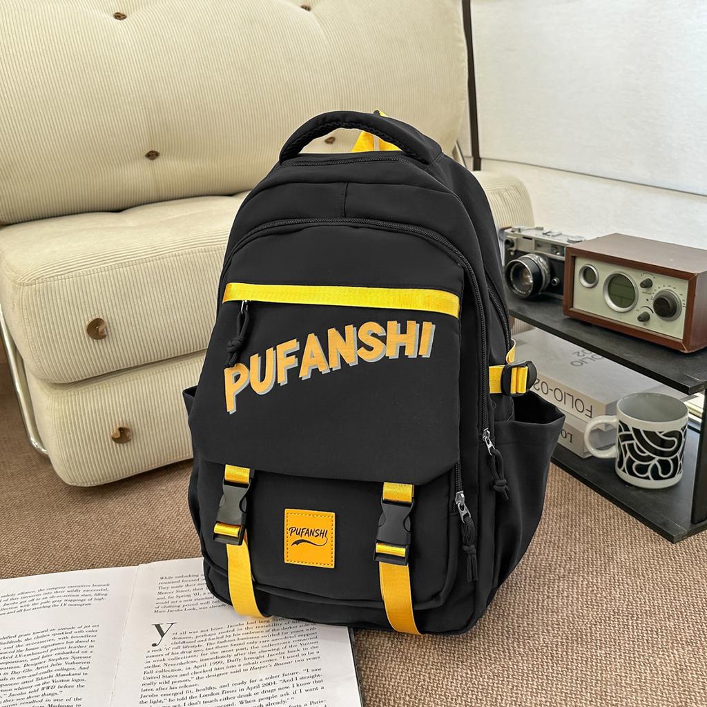 Schoolbag new Korean version ins high value fresh candy color letter backpack junior high school students simple and lightweight backpack