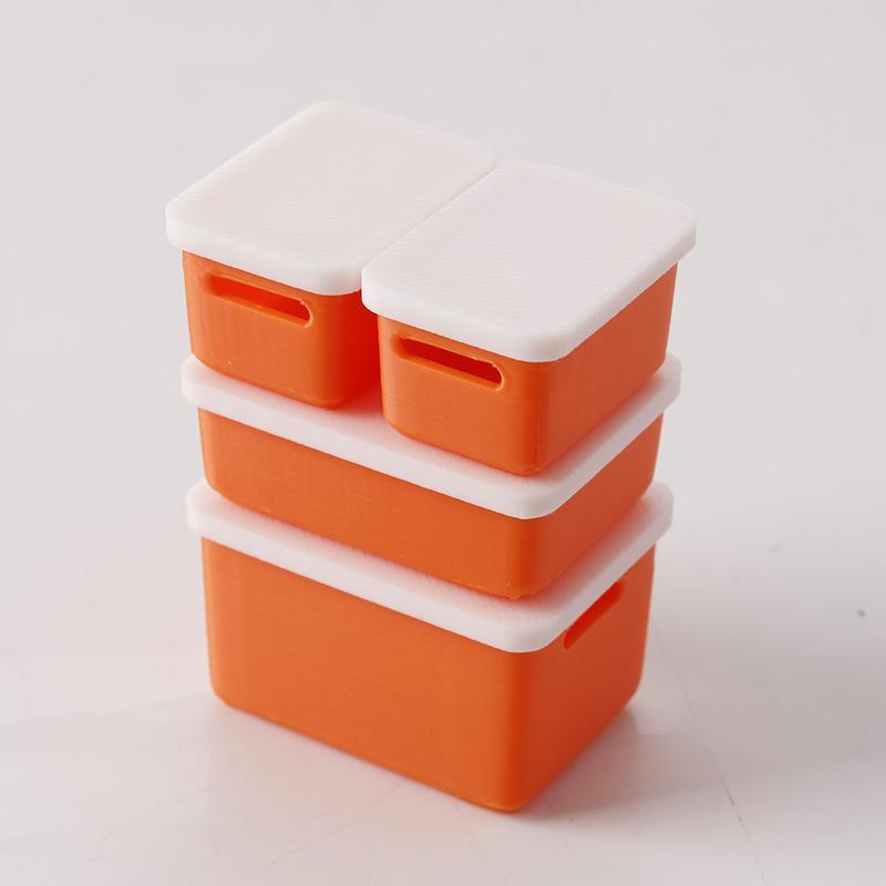 4Pcs Mini Storage Case With Cover 1/12 Dollhouse Miniature Food Storage Box Model Doll House Accessories Toy