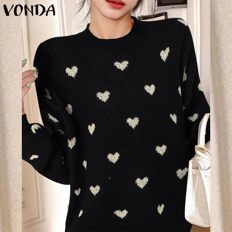 

VONDA Women Autumn Mockneck Long Sleeve Loose Pullover Sweaters M чорний