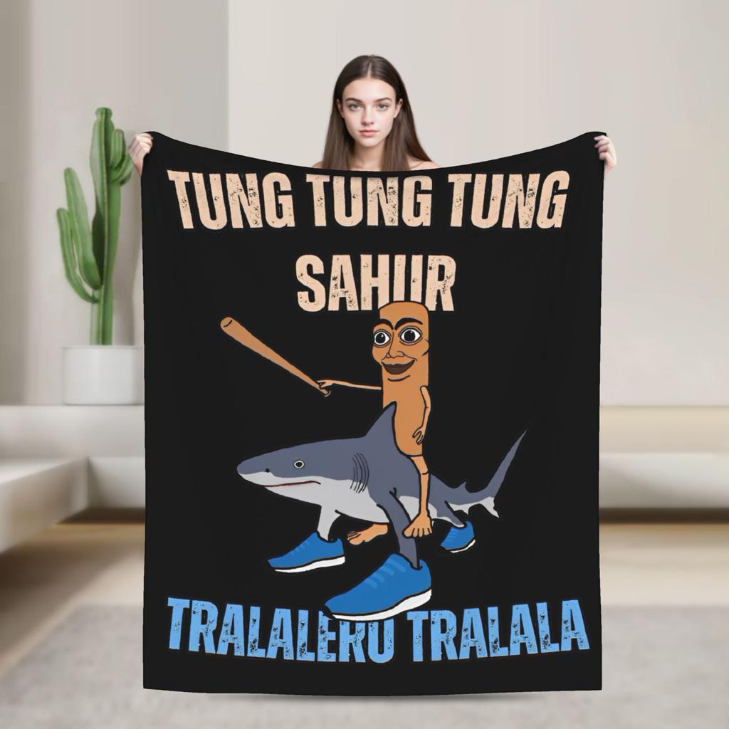 Bombardiro Crocodilo Tralalero Tralala  Blankets Italian Brainrot  Flannel Soft Throw Blanket for Home Restaurant Textile Decor