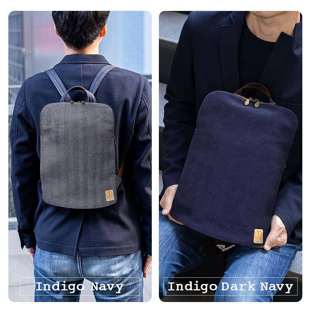 [creare Kiki] Slim Backpack for Men, Lightweight, Travel and Business, Made in Japan with Okayama Denim Herringbone Fabric, Thin Gusset, Toyooka Bag,