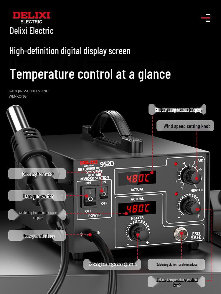 Delixi Electric 3-in-1 Soldering & Desoldering Station for Mobile Phone Repair