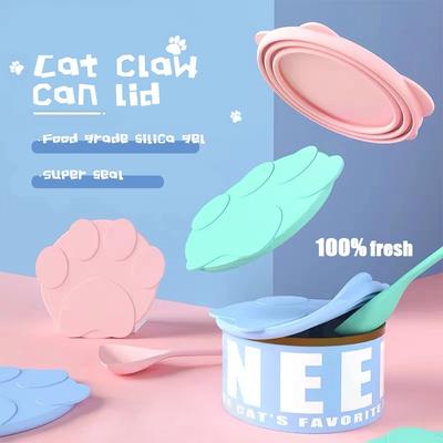 2-in-1 Food Sealer Spoon Pet Food Cover Portable Silicone Dog Cat Canned Lid Storage Fresh-keeping Lids Bowl Pet Accessories