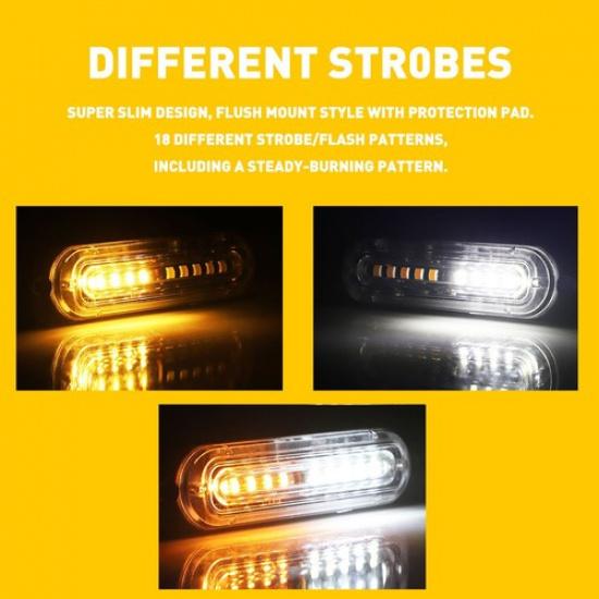 Car 10-LED Strobe Emergency Surface Lamps Mount Flashing Lights For Truck Pickup
