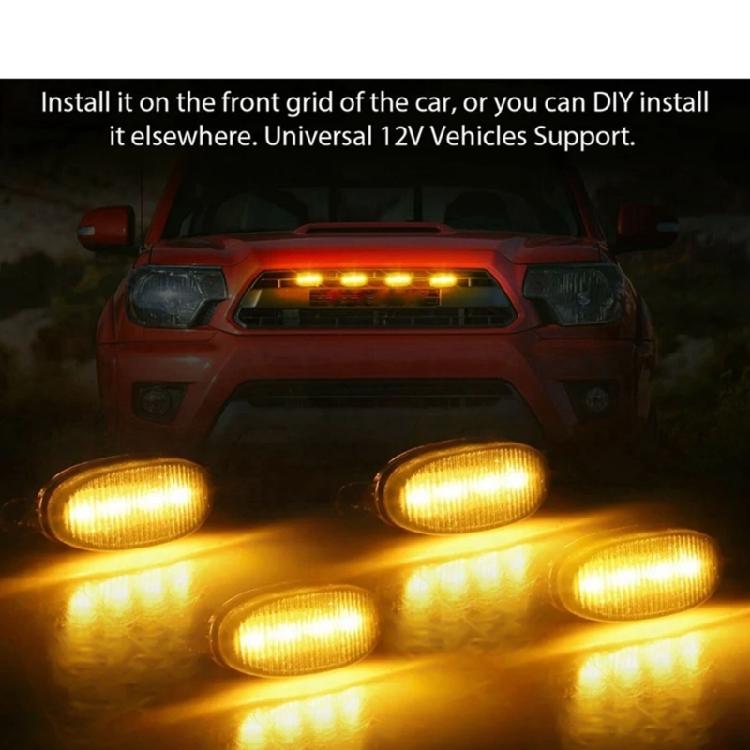 Universal Front Grill Running Lights Yellow Amber Lens 12V Waterproof 4Pcs Daytime Running Grill Light