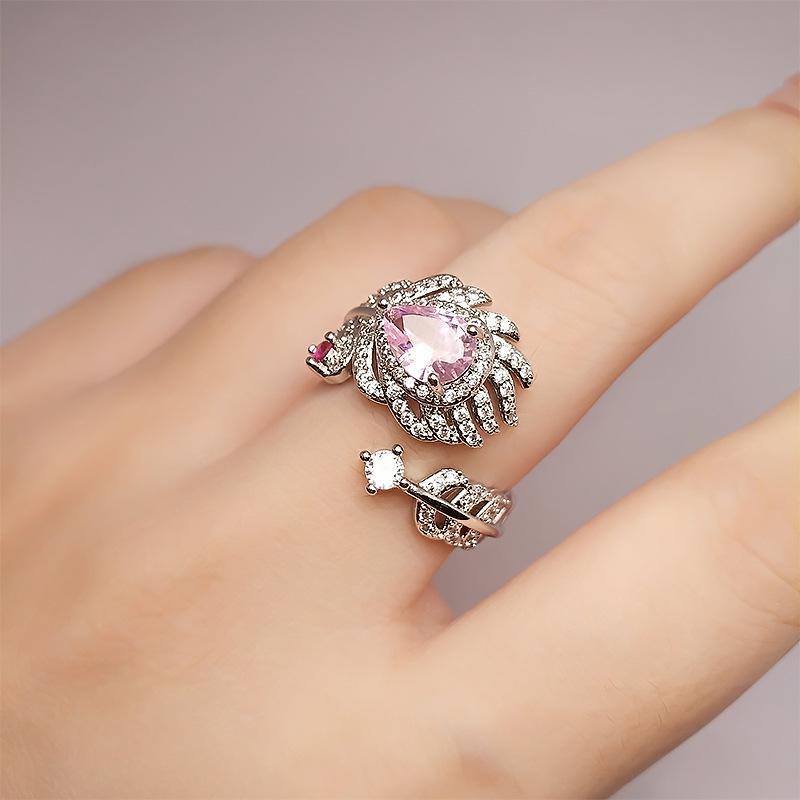 

Имитация аквамарина, топаза, женское кольцо высокого класса, кольцо-сокровище цвета звезды и пера opening adjustable