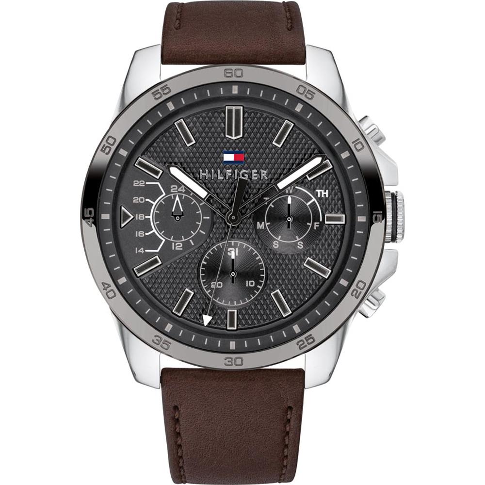 

Tommy Hilfiger Decker Black Dial Brown Leather Strap Men s Quartz Watch 1791562 чёрный