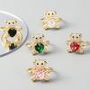 Colored Crystal Heart-shaped Opening Adjustable Ring Handmade Jewelry Party Gift
