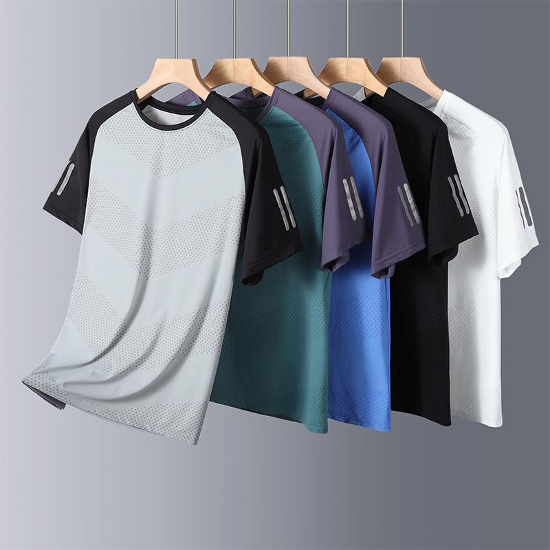 Eisseide Kurzarm-T-Shirt Lässiges Halbarm-Oberteil Eisseide Kurzarm-T-Shirt Herren Sommer Herren Einfarbiges Kurzarm-T-Shirt