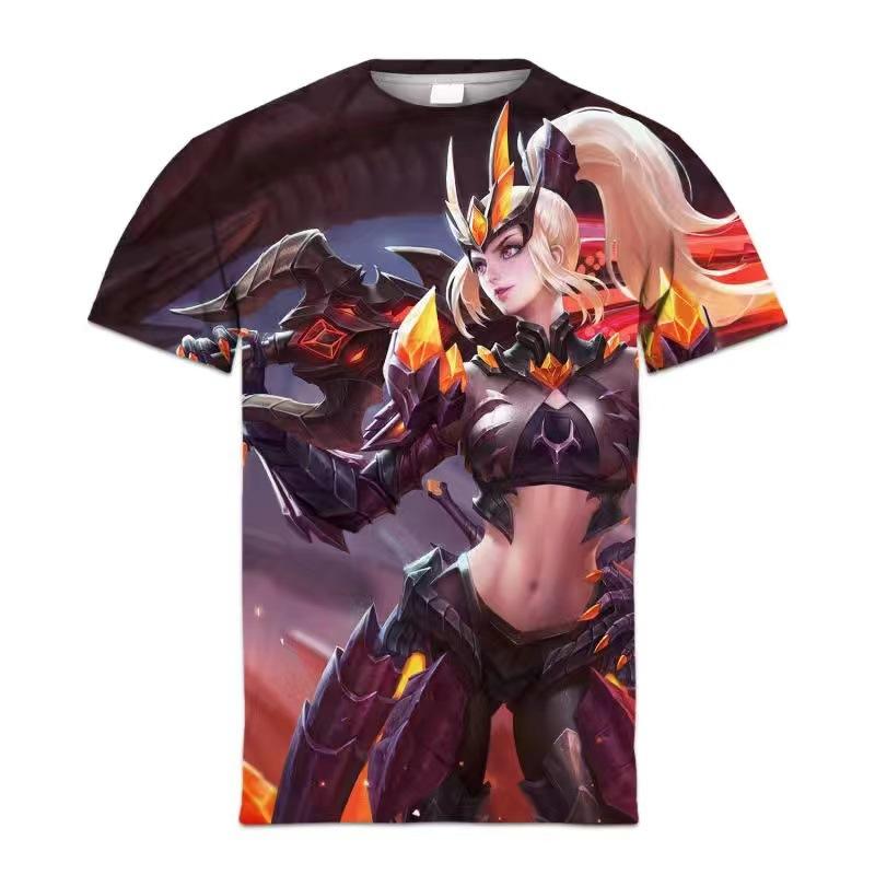Summer King of Glory Game Clothes Men's Short Sleeved T-shirt for Middle School Students 3D Digital Printed T-shirts Top