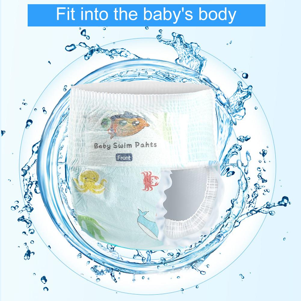 5pcs Baby Swimming Diaper Disposable Waterproof Elastic Leakage Proof Baby Diaper(L (9 14KG) )