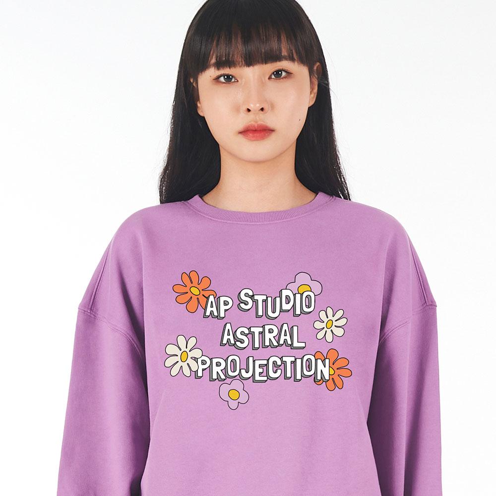 Astral Projection Oversized Drop Shoulder Flower Sweatshirt_Violet Large