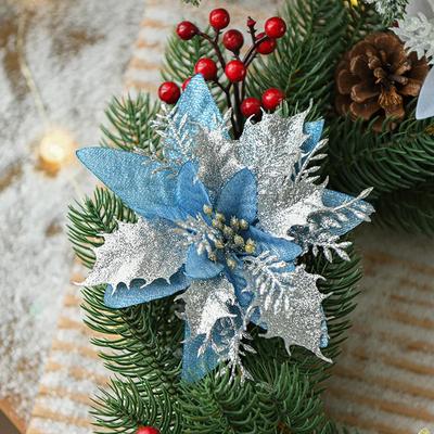 1pc Artificial Flowers Christmas Decoration Fake Flowers for Home Decor Xmas Tree Ornament DIY Garland Gifts Accesso