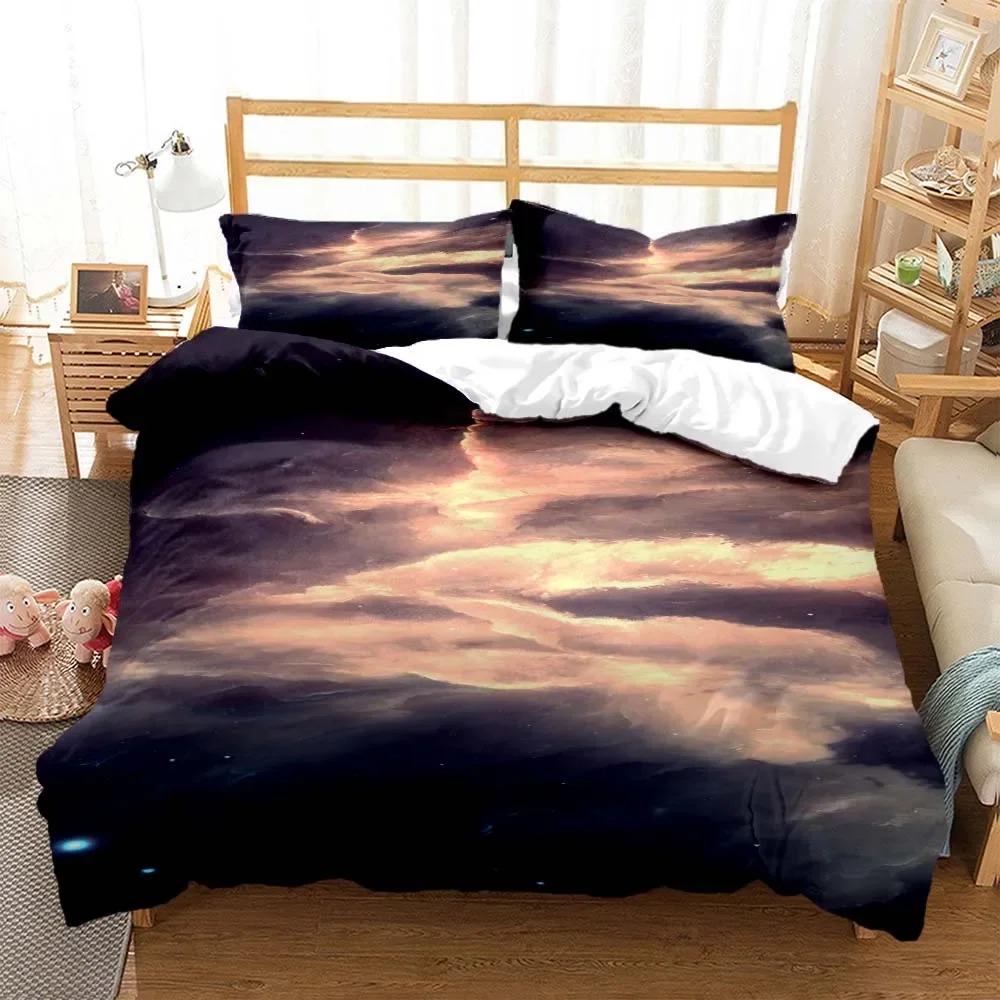 Space Star Bedding Set 2-3Pcs Bedroom Quilt Cover Set Single Double Size Polyester Duvet Cover Pillowcase for Adult Boy Girl