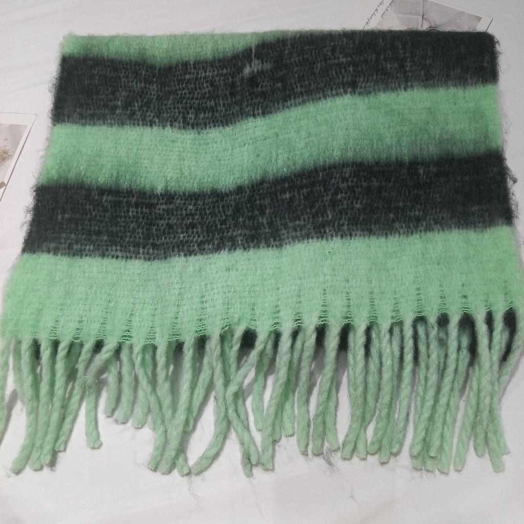 Damen Winter Farbblock Gestreifter Quasten Schal - Warm, Vielseitig, High-End Mode Halswärmer Schal.