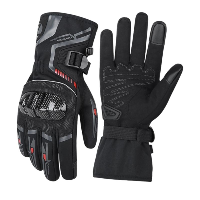 

Winter Motorcycle Gloves Waterproof Thermal Protection Carbon Fiber Shell Enhanced Grip Durability for Long Ridng Use XXL чорний