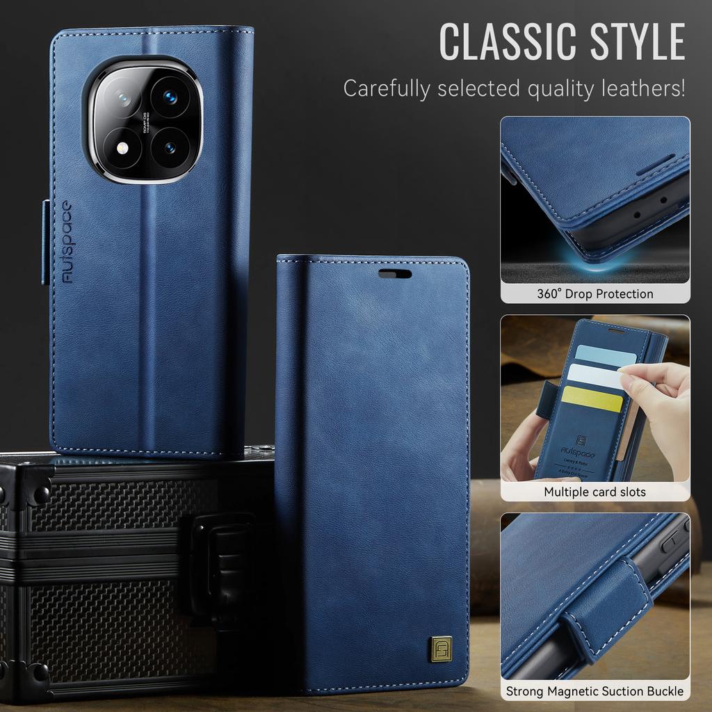 Per Xiaomi Redmi Note 14 Pro 4G/ Redmi Note 14 Pro 5G/ Note 14 Pro+ 5G Custodia a Portafoglio con Fessure per Carte e Cavalletto, Custodia in Pelle con Protezione a 360°