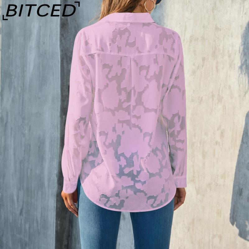 BITCED Plus Size Women's Loose-Fit Casual Chiffon Blouse
