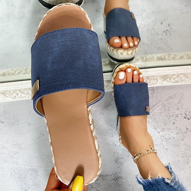 New Solid Summer Wedge Plus Size Women's Fashion Sandals for Women's One-Line Wear