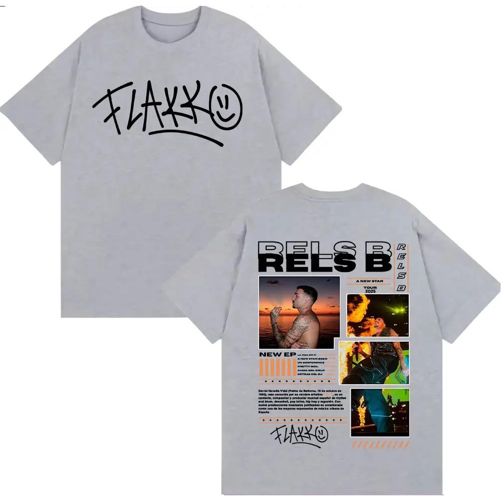 Rapper RELS B Skinny Flakk Tour Merch T Shirts Men Fashion Hip Hop Vintage T-shirt O-Neck Pure Cotton Short Sleeve Top