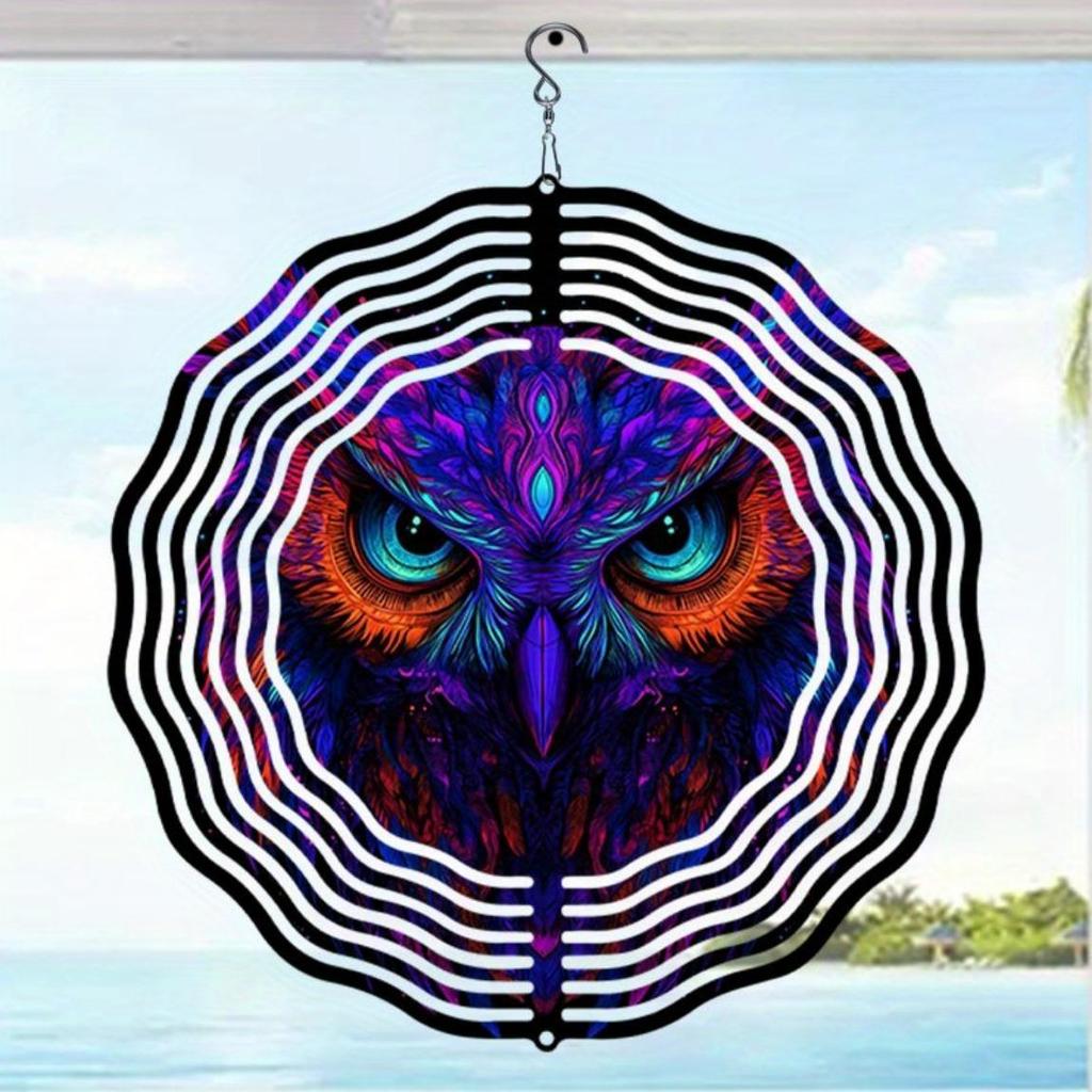 1 Stück 2D Metall Garteneule Windspiel Dynamisch Drehend Outdoor Dekor für Hof Terrasse Rasen Hinterhof Windmühle Windfang Gartenkunst