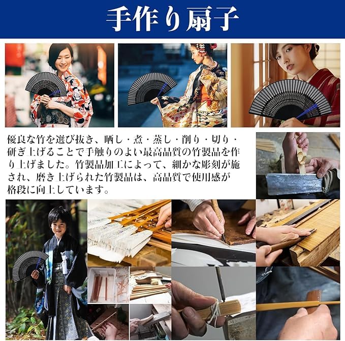Skládací Vyrobeno z Elegantního Bambusu Dodáváno s Prémiovou Hedvábnou Dárkovou Krabičkou Japonské Ohňostroje Japonské Letní Kabuki Doplňky [Ganve] Pánský Vějíř, Japonsko,