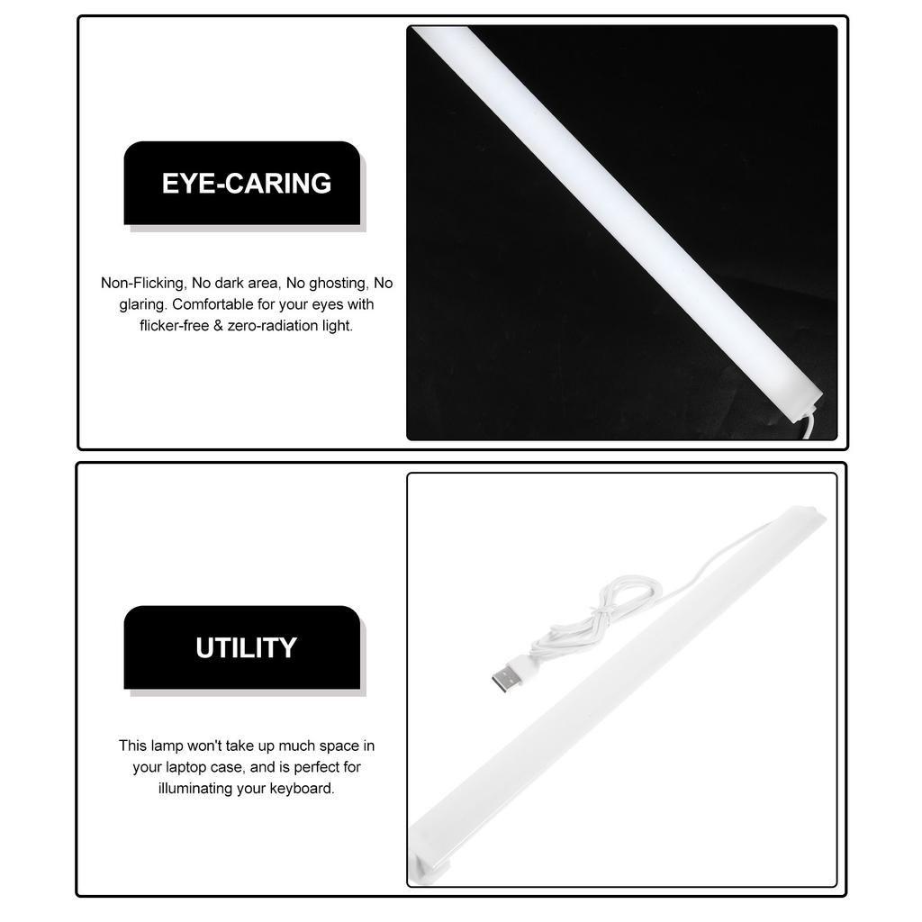 2Pcs Mini USB LED Reading Light Bar Eye-Caring Non-Flicker Warm White Portable Desk Lamp for Students Dorm Camping Keyboard