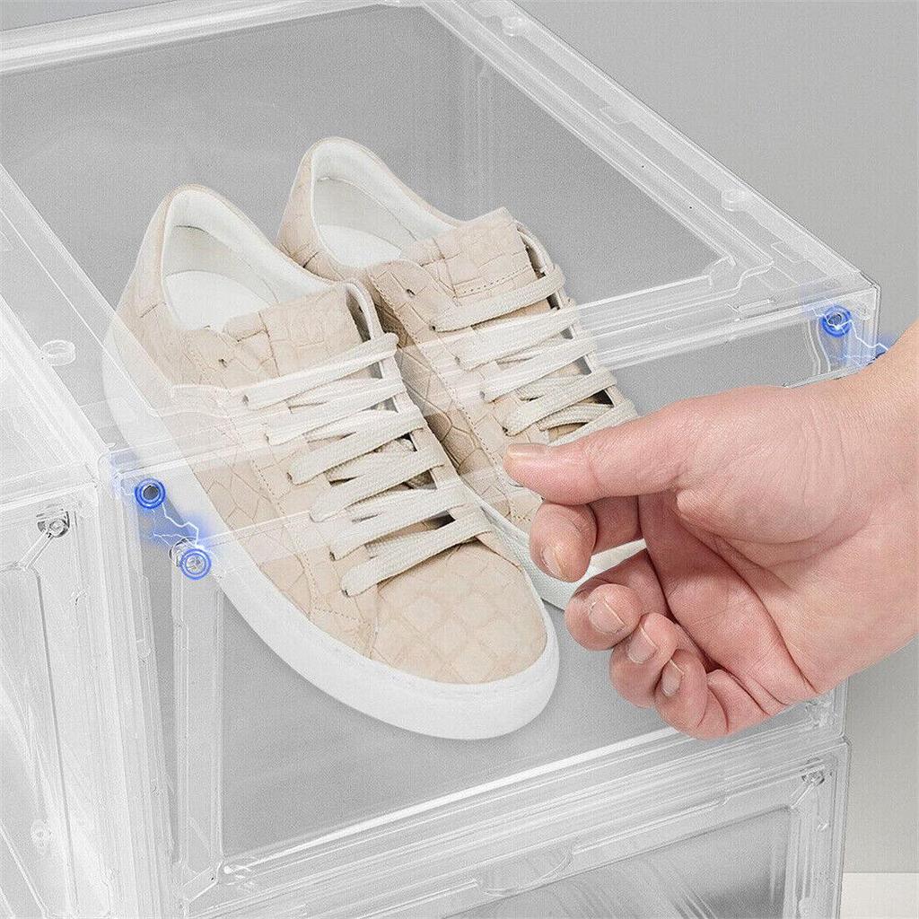 Stackable Shoe Box with Magnetic Door, Clear PP Material, 34.5cm L x 27cm W x 19cm H