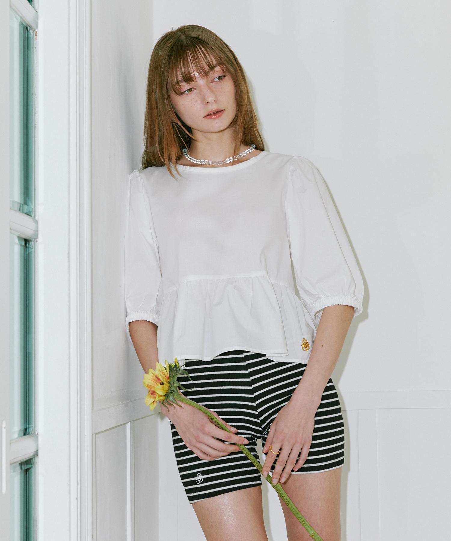 Belloel Medal Back Ribbon Blouse Ivory Free