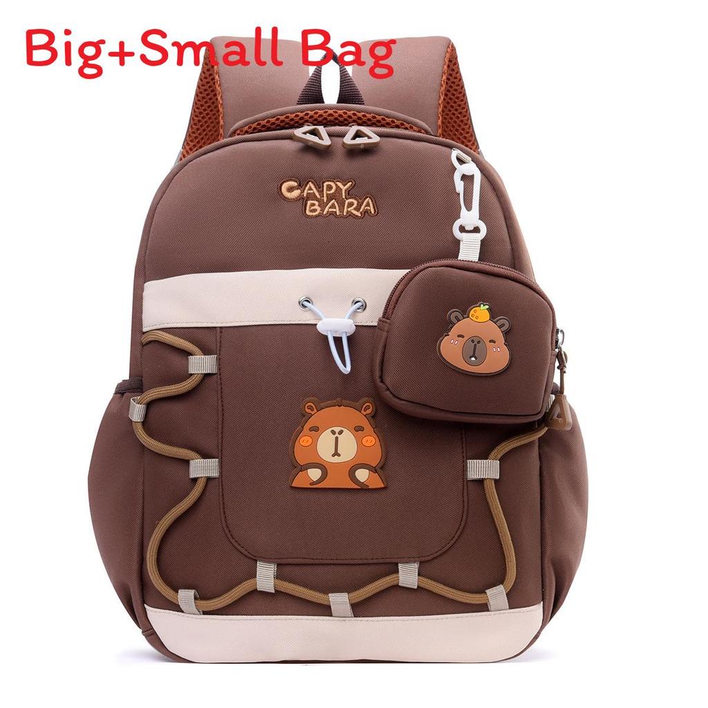 Capybara Childrens Cartoon Style Nylon Backpack With Lightweight Design For School Use