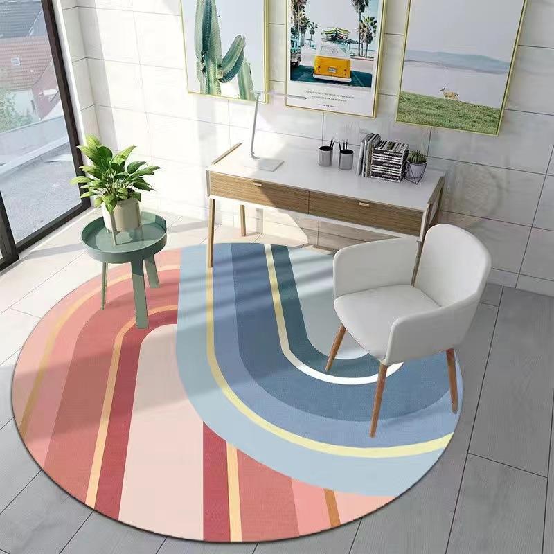Colored geometric patterns printed patterns circular floor mats simple home decoration door mats floor mats