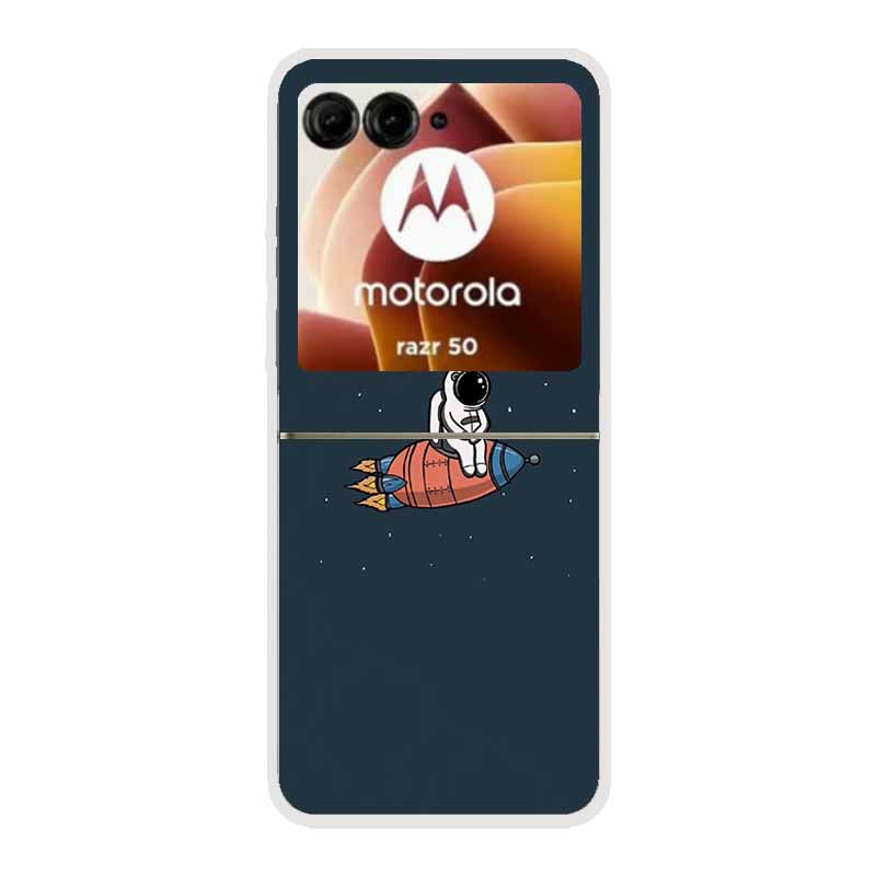 For Moto Razr 50 Case Clear Plastic Hard Painted Space Transparent Phone Covers for Motorola Razr 60 50 Coque Razr 2024 PC Cases