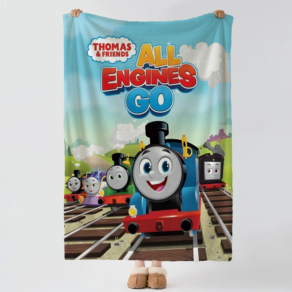 cartoon T-Thomas Friends-s Throw Thick Comfort Flannel Quilt, Multi-scene Use Indoor Outdoor Daily Nap