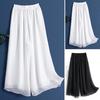 Women Pants Elastic Waist Solid Color Wide Leg Double Layers Loose Daily Wear Pleated Plus Size Lady Culottes Female Clothes