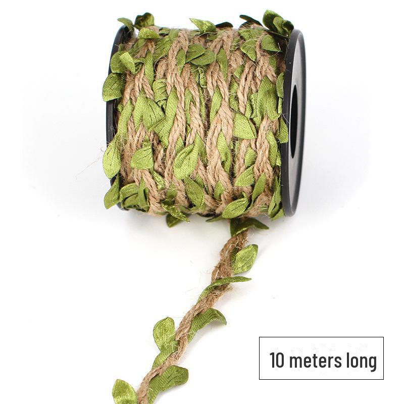 10m DIY Rattan Green Leaves with Hemp Rope for Kindergarten Decor
