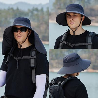 Summer UV Neck Protection Sun Hat For Women Men Breathable Mesh Fisherman Caps Male Outdoor Wide Brim Hiking Fishing Bucket Hat