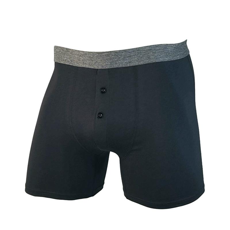 Men's Plus Size Button Opening Elastic Cotton Boxer Extended Crotch Boxer