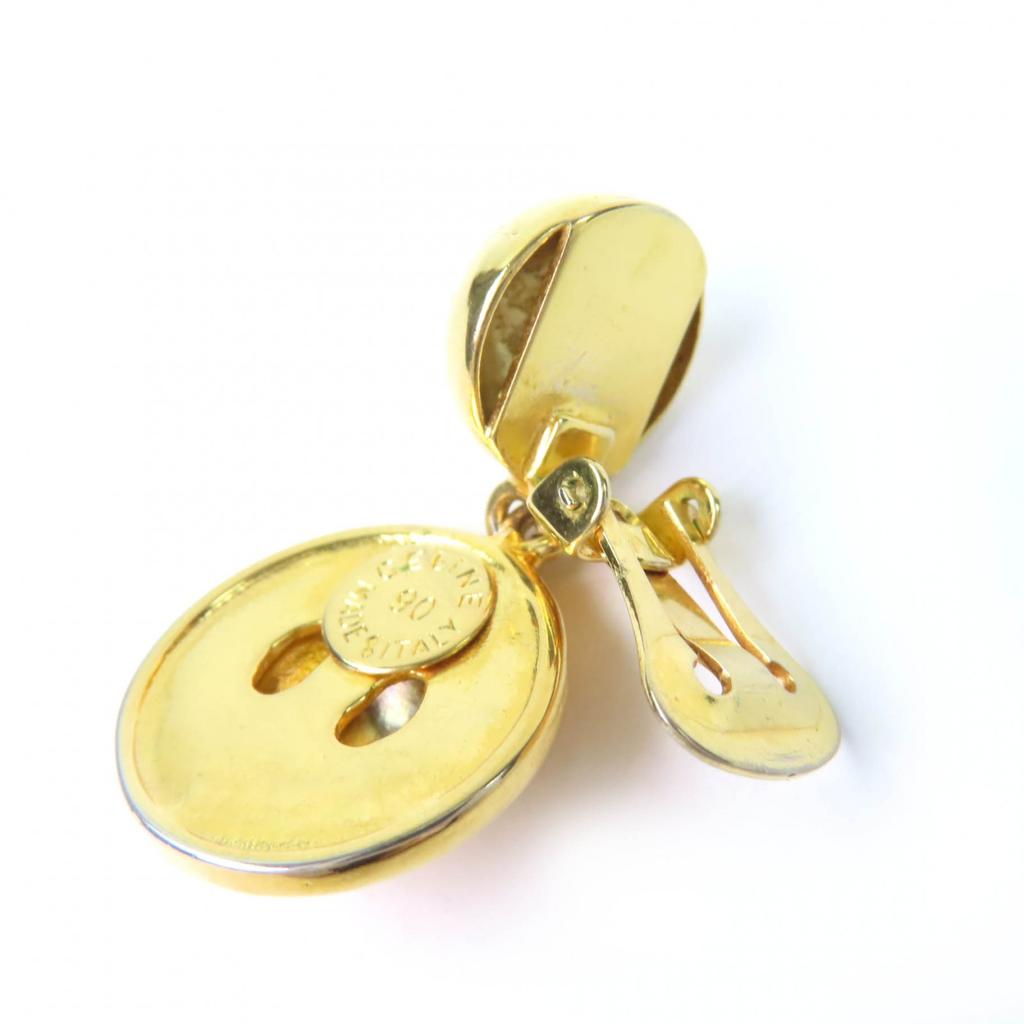 Excellent CELINE Earring Star Ball Multicolor Stone Swing Gold Women Used