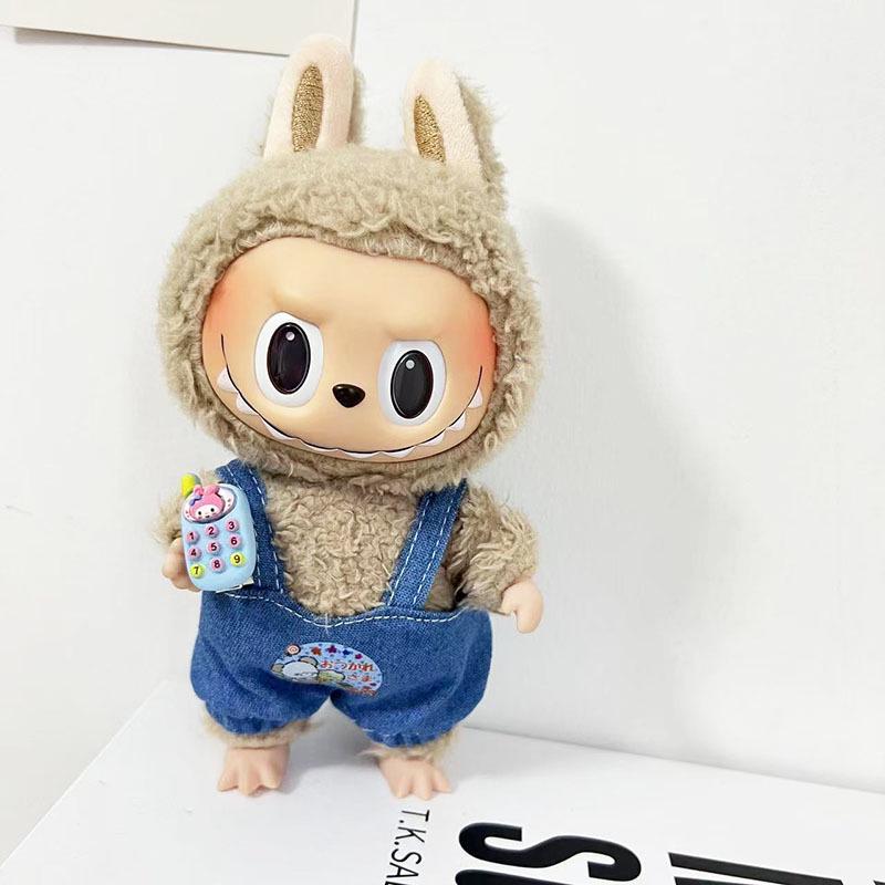 17cm Labubu Doll Clothes: Ice Cream Overalls - Cute Pendant Blind Box