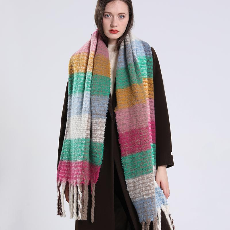 New Luxury Cashmere Women Plaid Scarf Winter Warm Shawl And Wrap Bandana Pashmina Long Tassel Female Foulard Thick Blanket